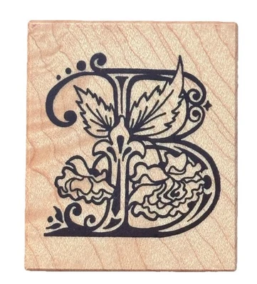 Letter B Alphabet Filligree Swirls PSX F-1101 Sign Symbol Wood Rubber Stamp - Image 1 of 3