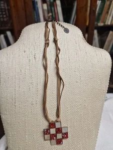 Collana Croce Madreperla Perline A Fiore Cm. 44 vintage (V3) ^ - Picture 1 of 9