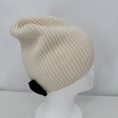 Kate Spade Grosgrain Bow Beanie Cream and Black One Size Girlhoodcore Cute - Image 1 of 4