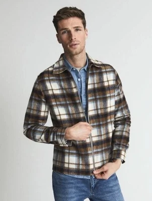 Reiss Hutch Brushed Check Overshirt Jacket Size Medium Shacket Flannel Style - Image 1 of 4