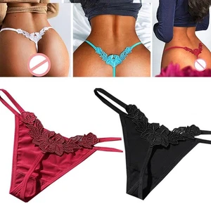 Thong G-String T-Back Panties Lingerieslace Low Waist Solid Color Sexy ~ - Picture 1 of 14
