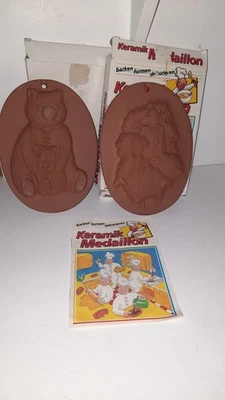 2 x Keramik Medaillon Backform Bären + Schäfer Spekulatius Salzteig Schoko - Bild 1 von 4
