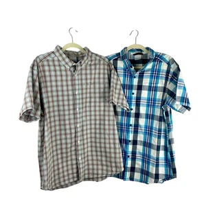 Camisas informales Columbia para hombre grandes a cuadros con botones manga corta calce regular - Imagen 1 de 12