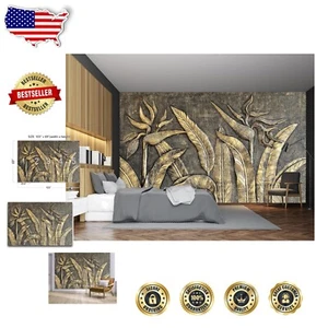 High-Quality 3D Silk Golden Bird of Paradise Mural - 103" x 69" Non-Pasted Decor - Picture 1 of 8
