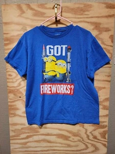 Minions de manga corta Despicable Me niños jóvenes talla XL azul cuello redondo - Imagen 1 de 5