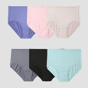 Fruit Of The Loom Womens Breathable Cooling Stripe Brief Panty Assorted 6 Pack - Picture 1 of 4
