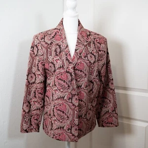 Koret Blazer Women Paisley Pink Burgundy Size 14 - Picture 1 of 9