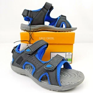 Falls Creek Kids BOYS SIZE 13 Sandals Black/Royal Blue ~ Adjustable Straps- NIB - Picture 1 of 8