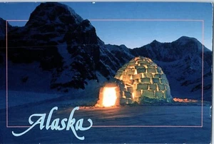 Alaskan Igloo Entzündete Auf At Nacht Postkarte Verschickt 1995 - Bild 1 von 2