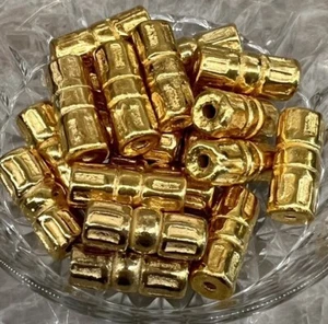 Mykonos griechische Keramik verziertes geripptes Rohr 24K vergoldet 5 Stück 30 mm x 12 mm DIY - Bild 1 von 3