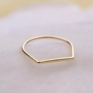 D Ring 14k Yellow Gold Alphabet Ring Minimalist Engagement Ring Stacking Ring - Picture 1 of 12