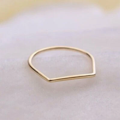 D Ring 14k Yellow Gold Alphabet Ring Minimalist Engagement Ring Stacking Ring. - Image 1 of 4