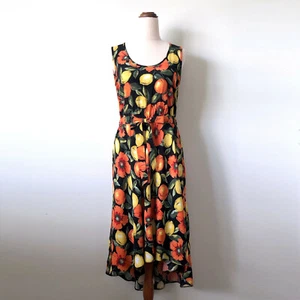 Wallis Dress Size 8 Orange Black Colourful Citrus Fruit Floral Sleeveless Summer - Foto 1 di 10