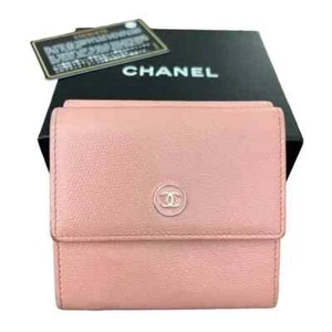 Portafoglio corto Chanel CC logo rosa caviale Sevruga - Foto 1 di 9