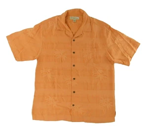 Tommy Bahama Mens Silk Hawaiian Shirt M Orange Palm Tree Button Up - Picture 1 of 5