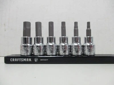 Craftsman V Series 6 pc SAE Hex Bit Socket Set on Magnetic Rail - Image 1 of 4