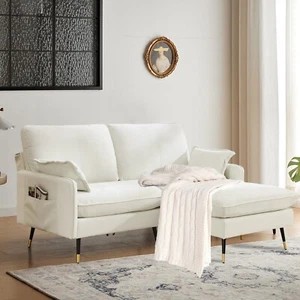 Deep Seat Comfy Cloud Couch Chenille Modular Sectional Sofa with Movable Ottoman - Picture 1 of 46