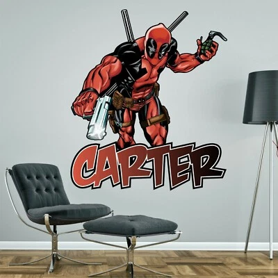 KAPOW BOOM GRAPHICS PEGATINA DE PARED PERSONALIZADA DEADPOOL superhéroe niños niño calcomanía dormitorio