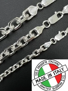 Real 925 Sterling Silver Anchor Cable Chain / Bracelet Rolo Necklace 4-8mm Italy - Picture 1 of 12