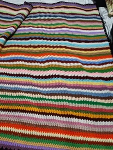 VTG Beautiful Vibrant Colors Afghan Granny Crochet Blanket Throw Rect. 42"x 40" - Picture 1 of 4