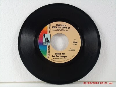 BOBBY VEE-(45)-AUDITION  -COME BACK WHEN YOU GROW UP/THAT'S ALL IN THE PAST-1967 - Image 1 of 2