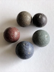 Vacor Rustic Stone Marbles Lot Of 5 different Colors .49” Peewee To .54” Look - Picture 1 of 11