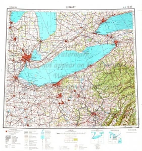 Soviet Russian Topographic Map DETROIT CLEVELAND PITTSBURGH USA 1:1M Ed.1966 - Picture 1 of 6
