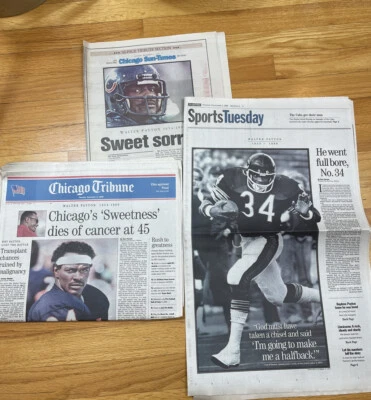 PERIÓDICO DE CHICAGO 1999 OSOS WALTER PAYTON TROQUELES (Times & Tribune) Coleccionables Foto 1 de 4