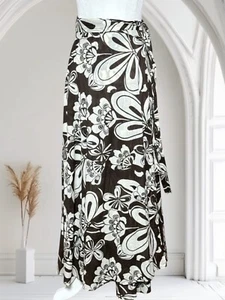 Guess Floral Skirt Womens Sz S Pencil Wrap Skirt 100% Cotton White Brown Fresh - Picture 1 of 8