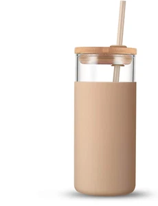 Tronco 20Oz Glass Tumbler Glass Water Bottle Straw Silicone Protective Sleeve Ba - Picture 1 of 12