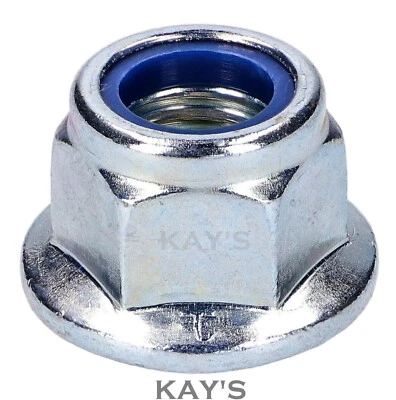 M5 M6 M8 M10 M12 FLANGED NYLOC NUTS FLANGE NYLON INSERT LOCKING NUT ZINC PLATED - Image 1 of 4