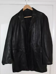 BCBG Maxazria Menswear Black Leather Jacket Coat Mens L 40 Large - Picture 1 of 9