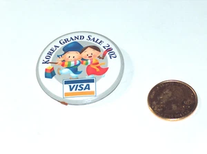 RARO Corea Japón Gran Venta 2002 Prendedor Redondo Botón Trasero Visa - Imagen 1 de 2