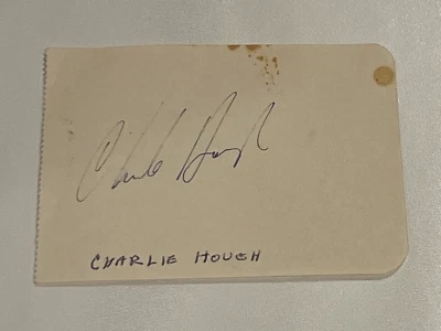Charlie Hough Hand Signed 2.5x3.5 Cut Album Page MLB Pitcher Coach HOF - Image 1 of 2