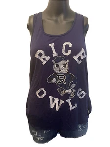 Rice university Owls  Blue Women’s  Rayon Retro Brand  Tank Tee Shirt Small - Picture 1 of 2