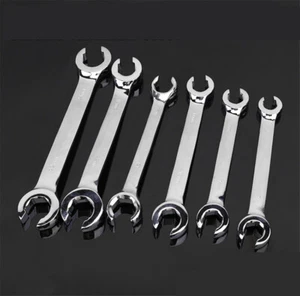 6Pcs Metric Line Pipe Flare Nut Spanner 6 Point 15° Offset Wrench Set 6mm - 19mm - Picture 1 of 22