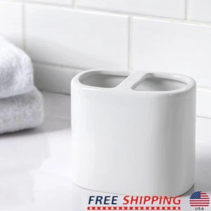 Basic Ceramic Toothbrush Holder White Bathroom Accessories Toothbrush Storage - Picture 1 of 6