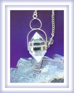 HERKIMER Diamond Dowsing Pendulum, TIBETAN HERKIMER DIAMOND AND SILVER PENDULUM - Picture 1 of 4