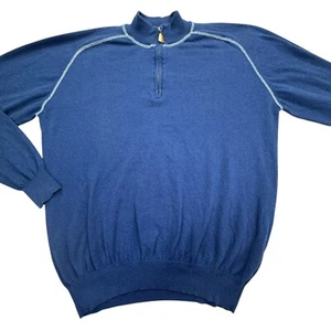 Peter Millar Sweater Mens Large Blue Luxury Blend Cashmere 1/4 Zip Pullover - Picture 1 of 6