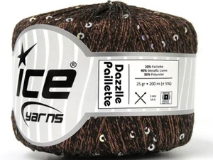 Dazzle Paillette Copper Brown Iridescent Mini Sequin 80300 Ice Yarns 25gr 218yds - Picture 1 of 6