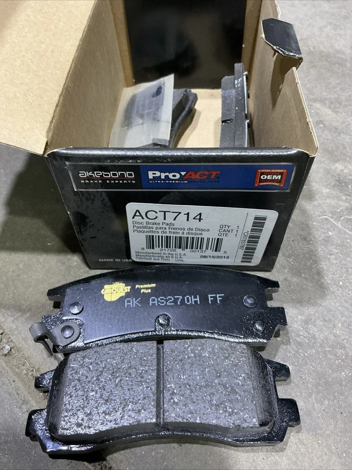 盘式制动垫套装适用于 1991 - 1998 年 Saturn SL、SL1、SL2 SC1、SC2、SW1、SW2 AKEBONO — 第 1/2 张图片