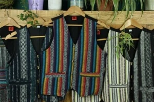 Algodón Peinado Chaleco LoudElephant Chaleco Hombre Traje Hippie Boho - Picture 1 of 27