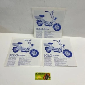 VINTAGE SOLO ELECTRA MOPED LOT OF 3 SALES ADVERTISEMENTS - Picture 1 of 2