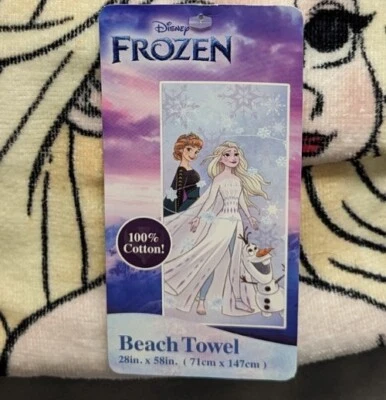 Frozen Elsa Beach Towel Disney 100% Cotton 28 in W x 58 in L. Pool Bath New! - Image 1 of 4