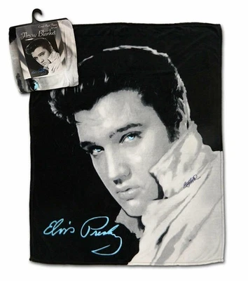 Elvis Presley Black and White Portrait Throw Blanket, 50" x 60" - Image 1 of 3