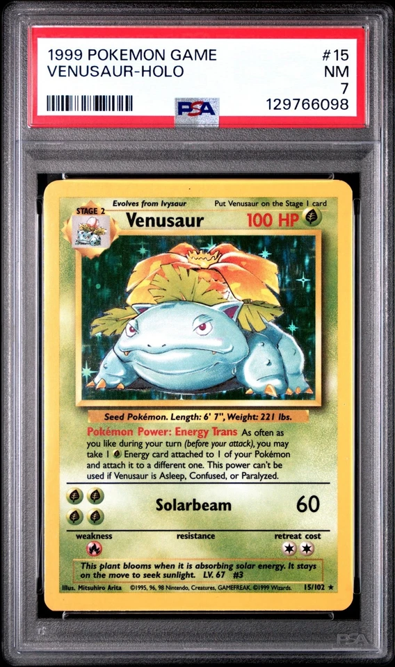 Pokemon TCG Venusaur 15/102 Base Set Holo PSA 7 - Image 1 of 2