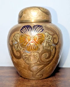 1 Pfund 5 Unzen Vintage Messing emailliert 5" Ingwer Glas "Century" unverwechselbares Geschenk - Indien - Bild 1 von 11