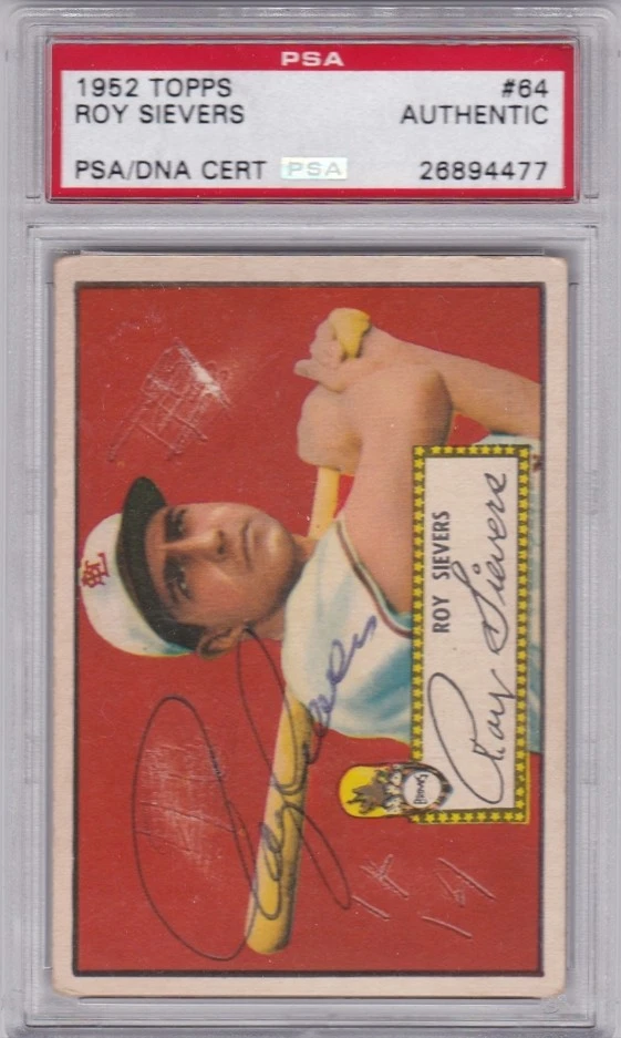 Roy Sievers St. Louis Browns 1952 Topps PSA DNA Auto Auth 49 AL ROY 5t All-Star - Image 1 of 1