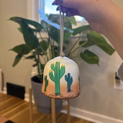 Vintage Hand Painted Bell South Western Cactus Arizona Made in Mexico - Image 1 of 4