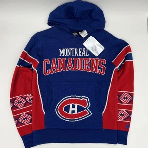 NWT Montreal Canadiens Youth Med 10–12 NHL Holiday Knit Hoodie Sweater Fast Ship - Picture 1 of 9
